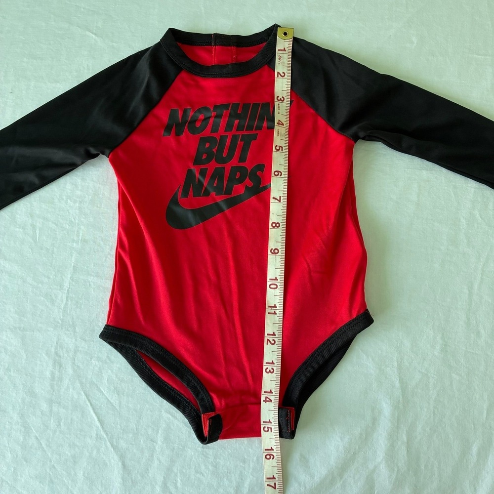 Nike Dri-FIT Baby Bodysuit Red Black Nothin But Naps Long Sleeve 12M J238-023 - Picture 6 of 16